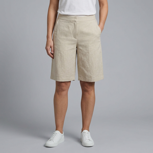 Women's Shorts | High Waisted Tailored Side Pockets Beige front view