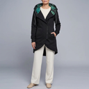 Women's Jacket | Hooded Longline Zip-Up Black front view