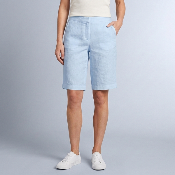 Women's Shorts | Tailored Waist Side Pockets Light Blue front view