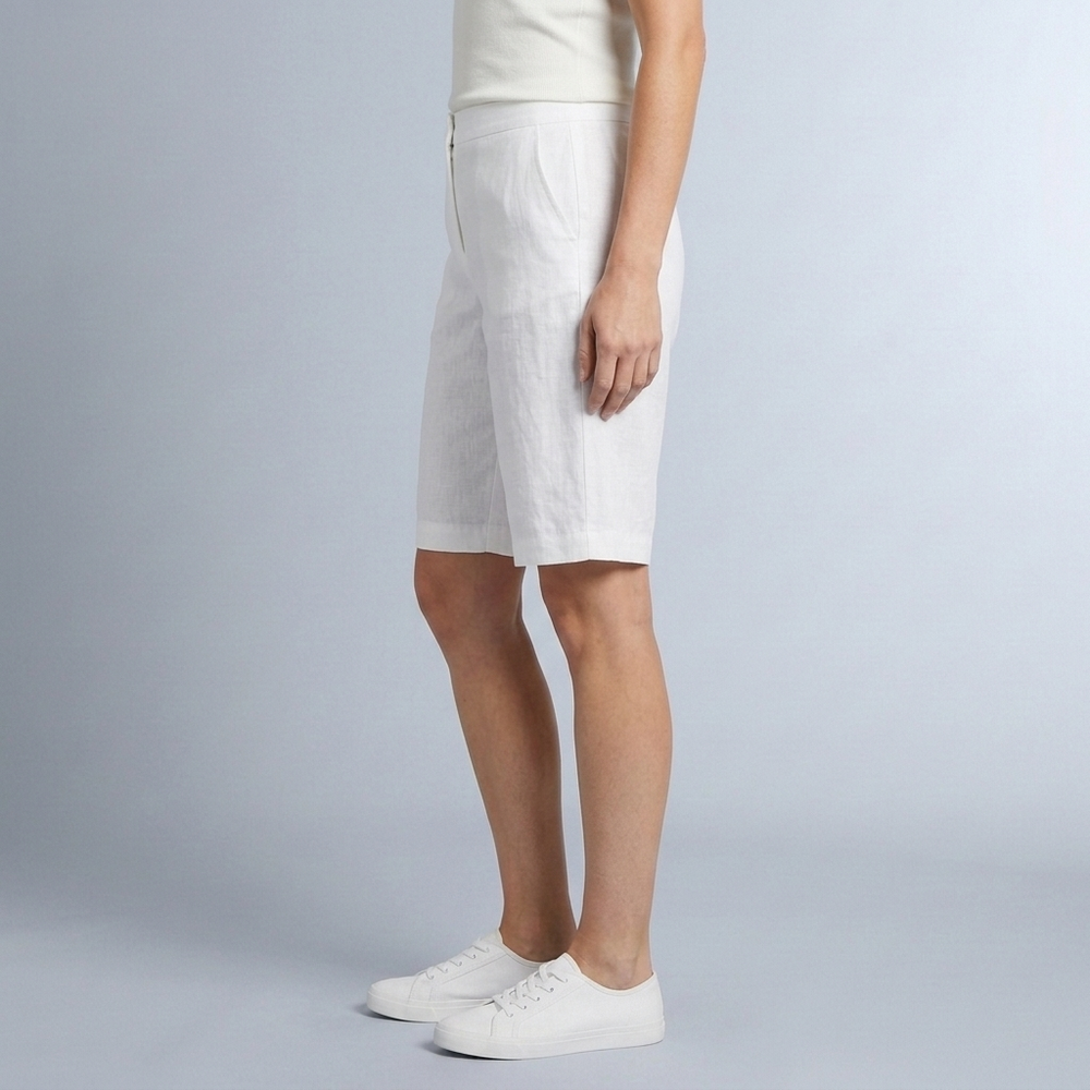 Women's Shorts | Tailored Waist Side Pockets White front view