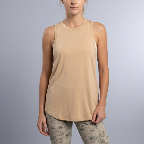 Women's Tank Top | Sleeveless Racerback Flowy Beige front view