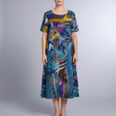 Women's Summer Dress | Maxi Short Sleeve Blue front view