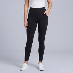 Women's High Waisted Leggings | Slimming Stretch Fit Black front view