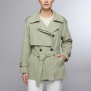 Women's Trench Coat | Belted Double Breasted Long Sleeve Green front view