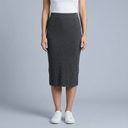 Women's Midi Skirt | Ribbed Knit Side Split Grey front view