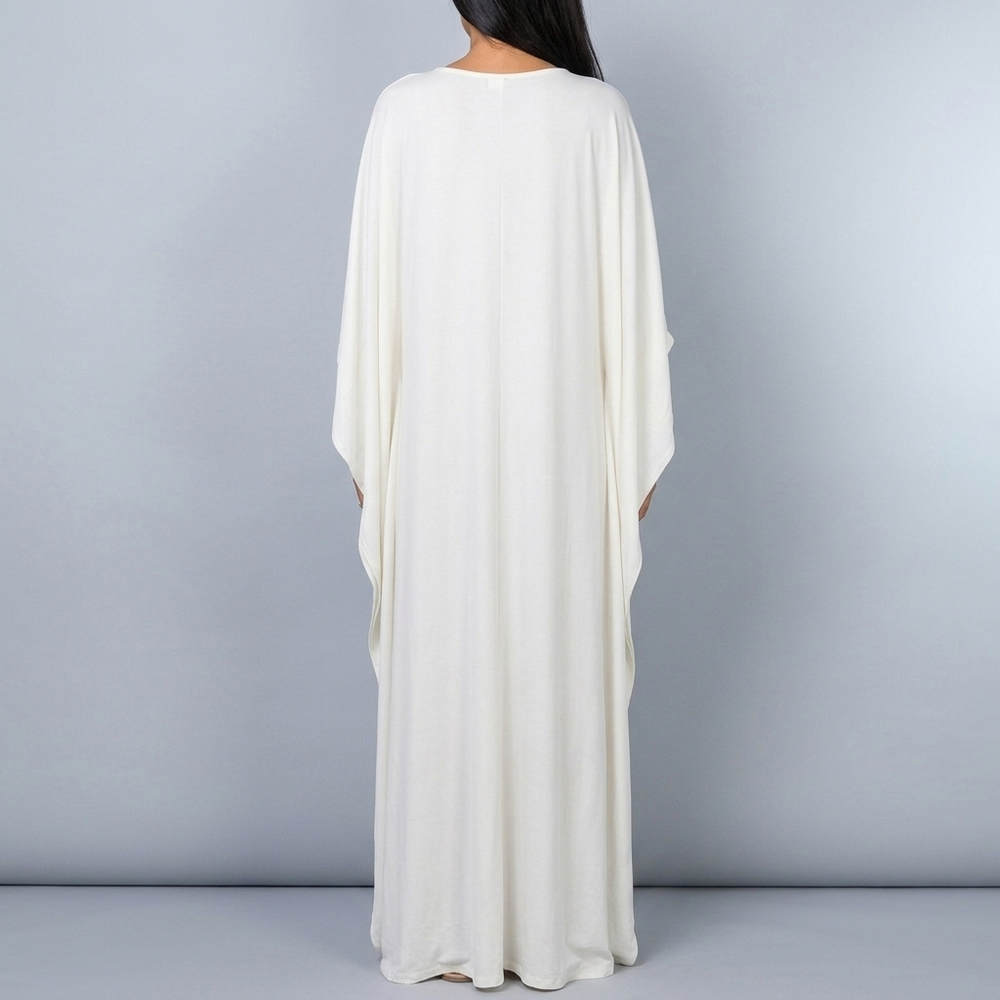 Women's Dress | Maxi Batwing Sleeve Deep V-Neck White front view