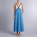 Women's Maxi Dress | Colour-Block V-Neck Blue front view