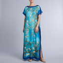 Women's Formal Dress | Maxi Geometric Print Satin Headscarf Set #06 front view