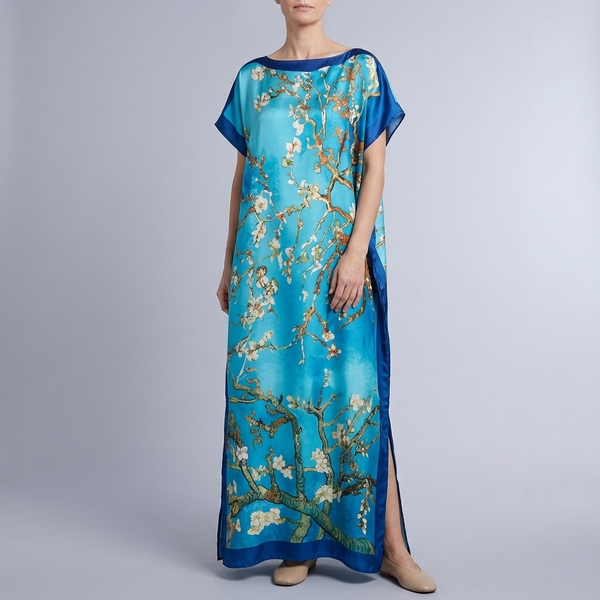 Women's Formal Dress | Maxi Geometric Print Satin Headscarf Set #06 front view