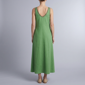 Women's Maxi Dress | Colour-Block V-Neck Green back view