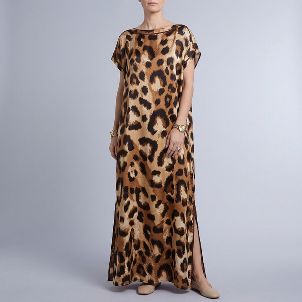 Women's Formal Dress | Maxi Geometric Print Satin Headscarf Set #07 front view