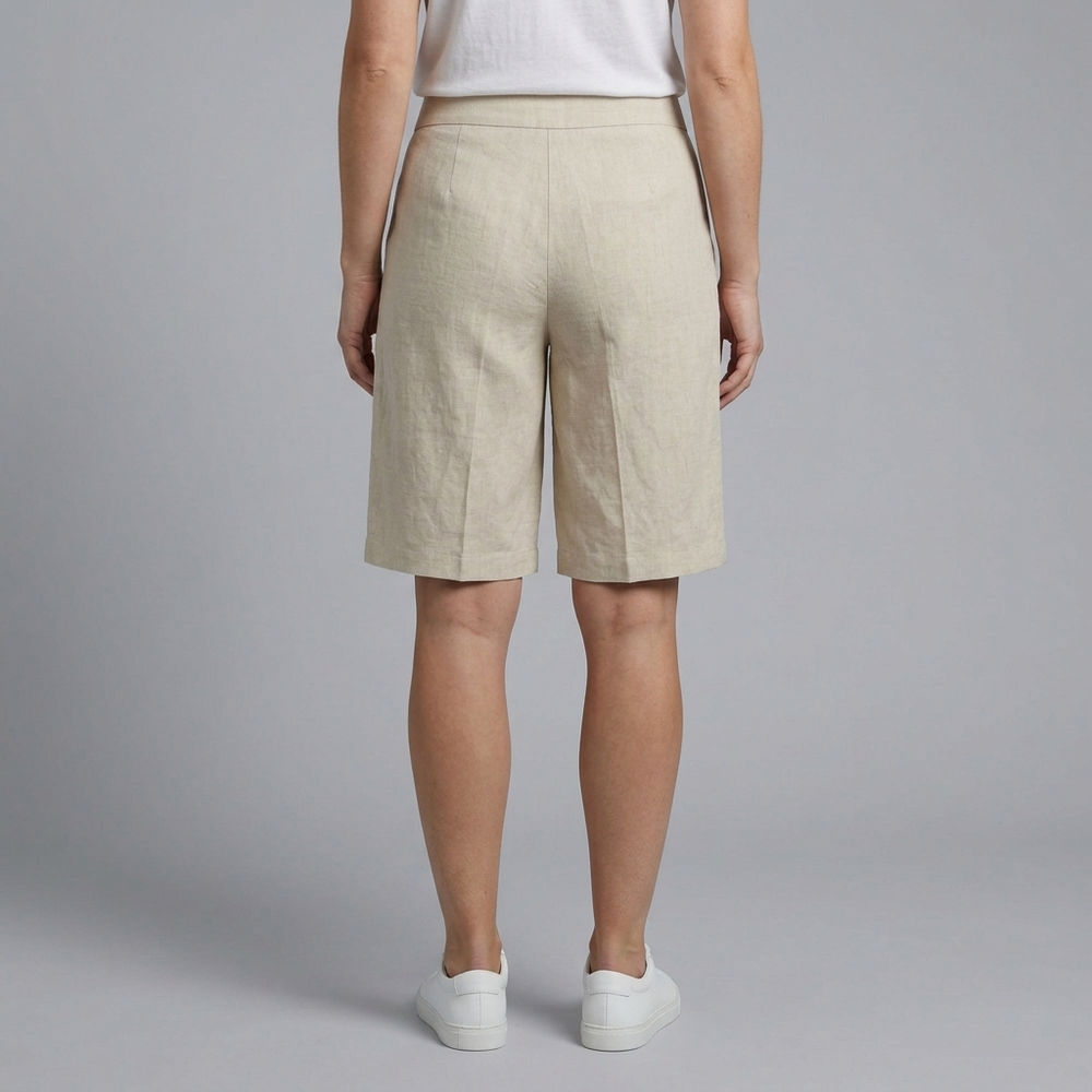 Women's Shorts | High Waisted Tailored Side Pockets Beige front view