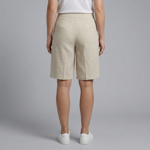 Women's Shorts | High Waisted Tailored Side Pockets Beige back view