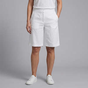 Women's Shorts | High Waisted Tailored Side Pockets White front view
