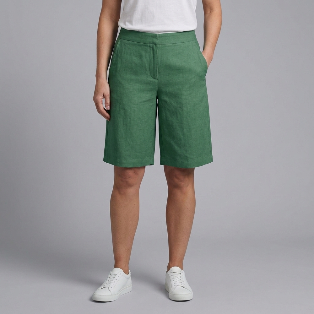 Women's Shorts | High Waisted Tailored Side Pockets Beige front view