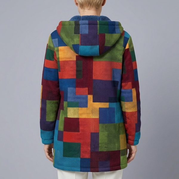 Women's Hoodie | Geometric Zip-Up Long Sleeve Multicolour back view
