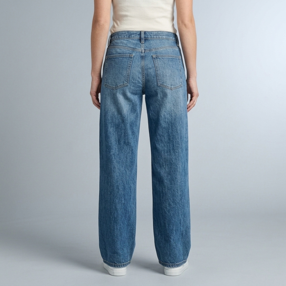 Women's Jeans | High-Waist Wide-Leg Faded Denim Light Blue front view