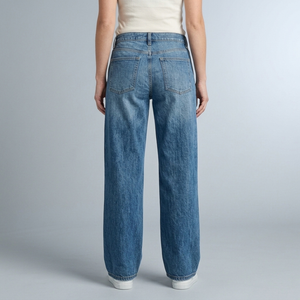 Women's Jeans | High-Waist Wide-Leg Faded Denim Light Blue back view