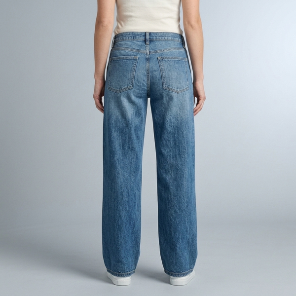Women's Jeans | High-Waist Wide-Leg Faded Denim Light Blue back view