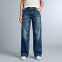 Women's Jeans | High-Waist Wide-Leg Faded Denim Blue front view