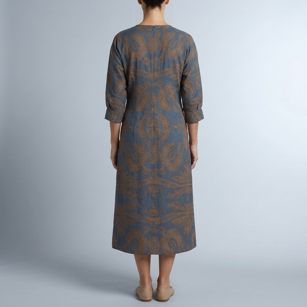 Women's Cocktail Dress | Midi Wrap Twist Deep V-Neck Blue back view