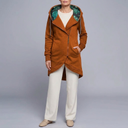 Women's Jacket | Hooded Longline Zip-Up Yellow front view