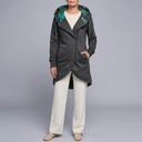 Women's Jacket | Hooded Longline Zip-Up Grey front view