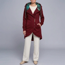 Women's Jacket | Hooded Longline Zip-Up Red front view