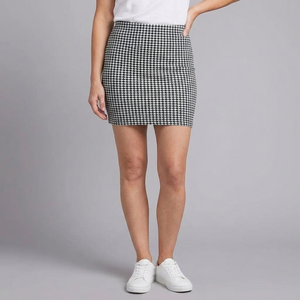 Women's Mini Skirt | Bodycon High-Waist Stretch Crepe Dogtooth front view
