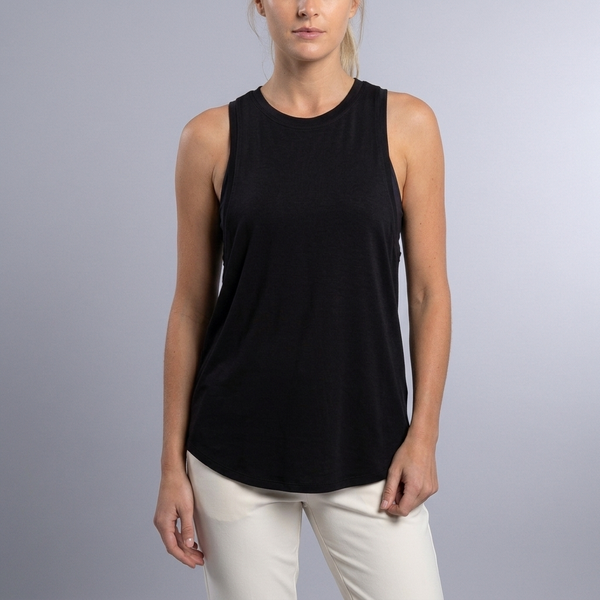Women's Tank Top | Sleeveless Racerback Flowy Black front view