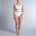 Women's Swimsuit | Cut Out Strappy High Leg White front view