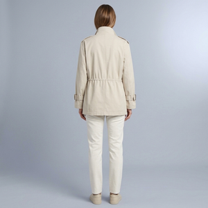 Women's Trench Coat | Belted Drawstring Utility Jacket White back view