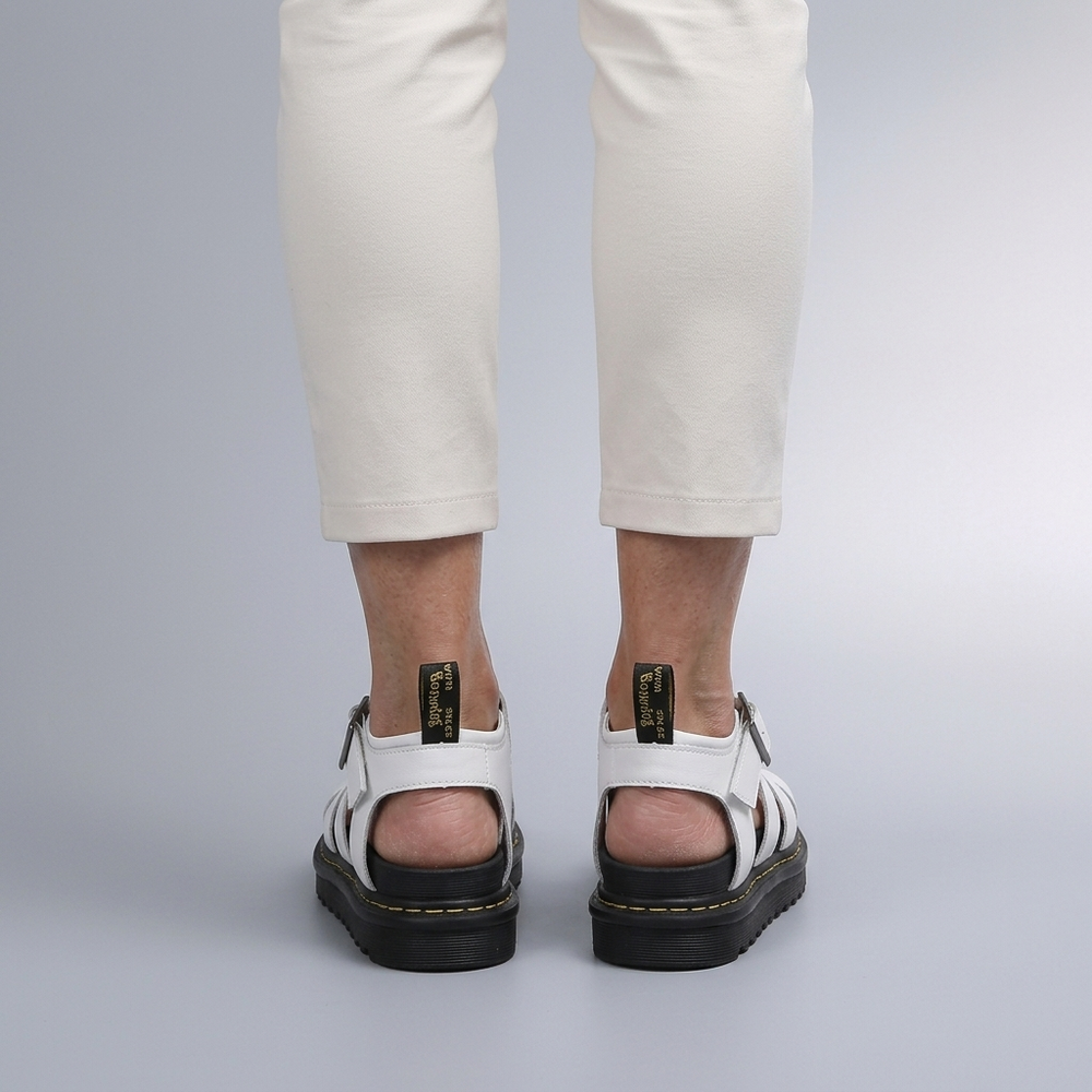 Platform Sandals For Women | Buckle Ankle Strap Open Toe White three-quarter front view