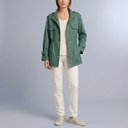 Women's Trench Coat | Belted Drawstring Utility Jacket Green front view