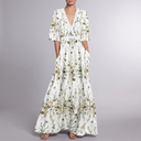 Women's Party Dress | Maxi Floral V-Neck White front view