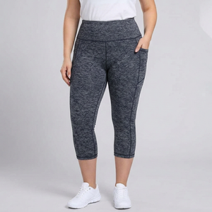 Women's Capri Pants | High-Waisted Cropped Side Pockets Black/Navy/Grey front view