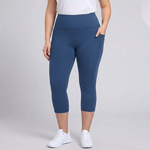 Women's Capri Pants | High-Waisted Cropped Side Pockets Black/Navy/Light Blue front view