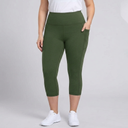 Women's Capri Pants | High-Waisted Cropped Side Pockets Black/Green/Light Blue front view