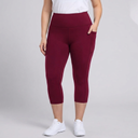 Women's Capri Pants | High-Waisted Cropped Side Pockets Black/Navy/Red front view