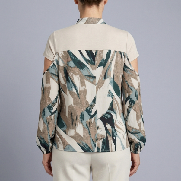 Women's Halter Top | Cold Shoulder Long Sleeve back view