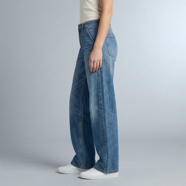 Women's Jeans | High-Waist Wide-Leg Faded Denim Light Blue side view