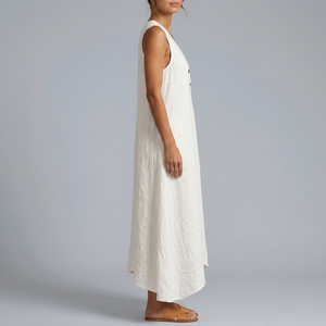 Women's Dress | Maxi V-Neck Sleeveless Button Front White side view