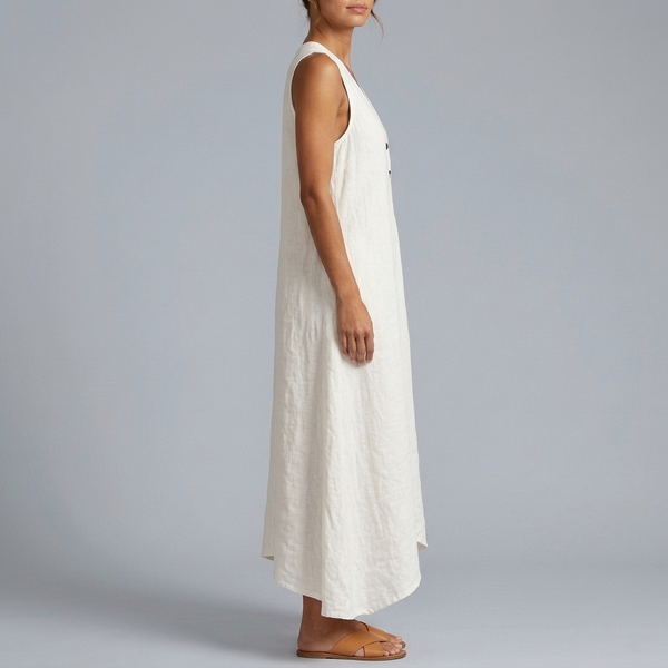 Women's Dress | Maxi V-Neck Sleeveless Button Front White side view