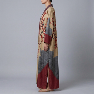 Women's Red Dress | Maxi Floral Batwing Sleeve Red side view
