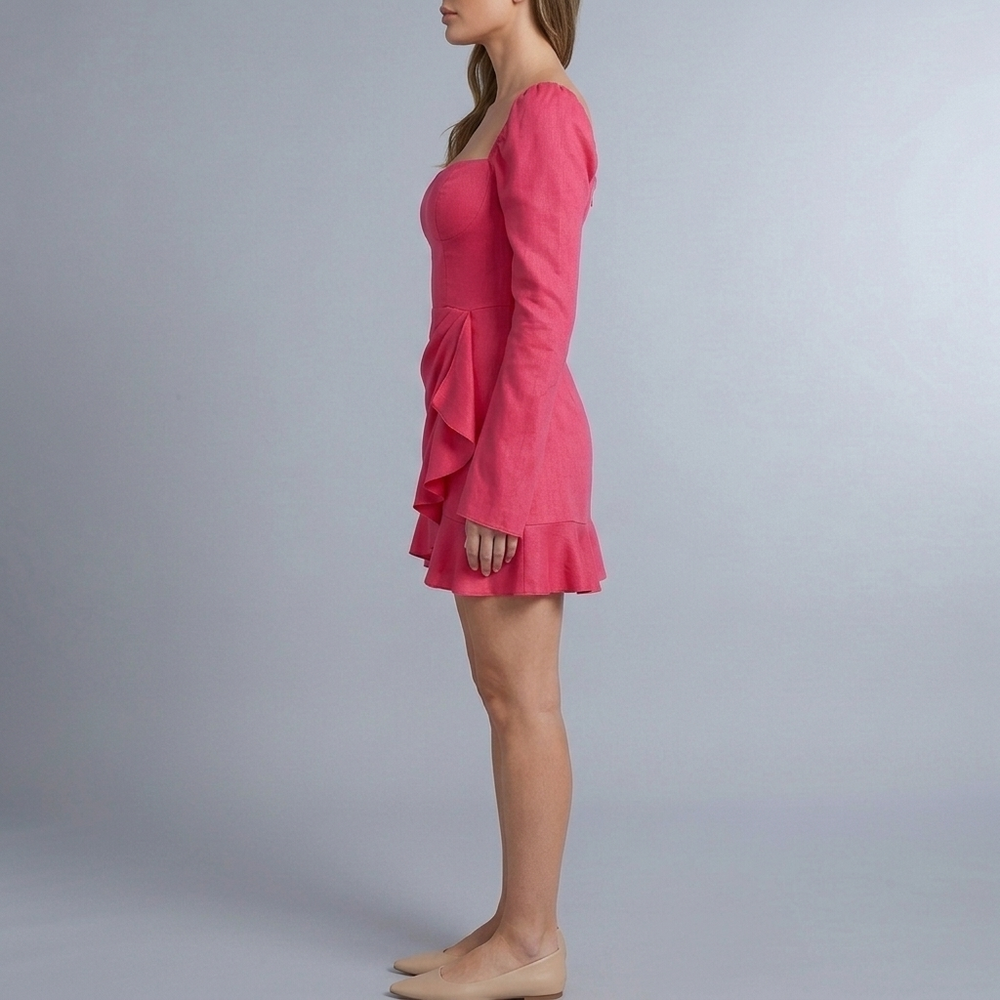 Women's Party Dress | Mini Sweetheart Ruffle Rose Red front view