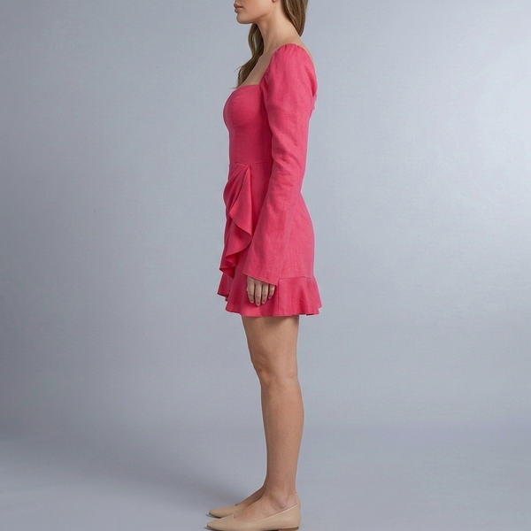 Women's Party Dress | Mini Sweetheart Ruffle Rose Red side view