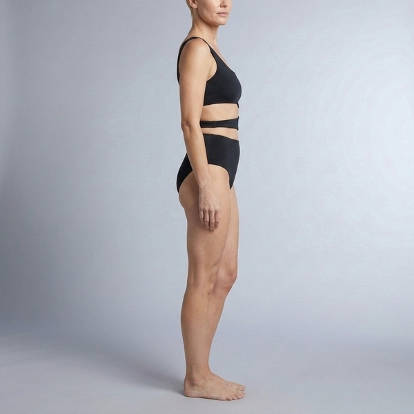 Women's Swimsuit | Cut Out Strappy High Leg Black side view