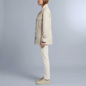 Women's Trench Coat | Belted Drawstring Utility Jacket White side view