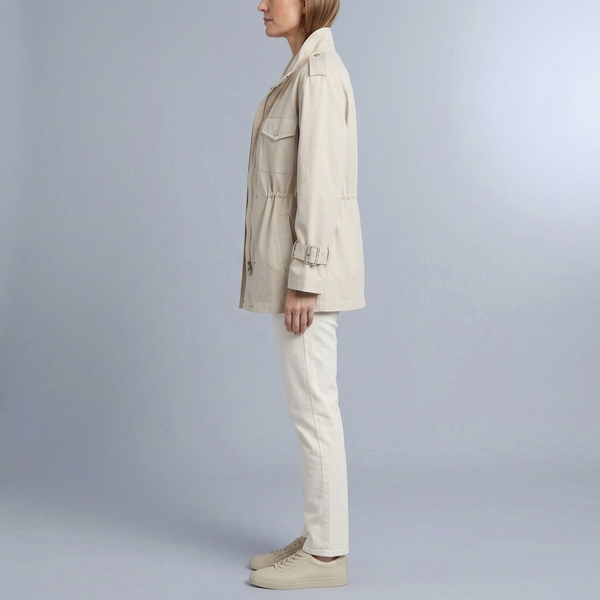 Women's Trench Coat | Belted Drawstring Utility Jacket White side view