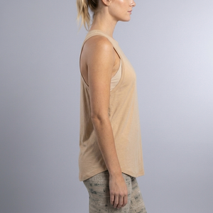 Women's Tank Top | Sleeveless Racerback Flowy Beige side view